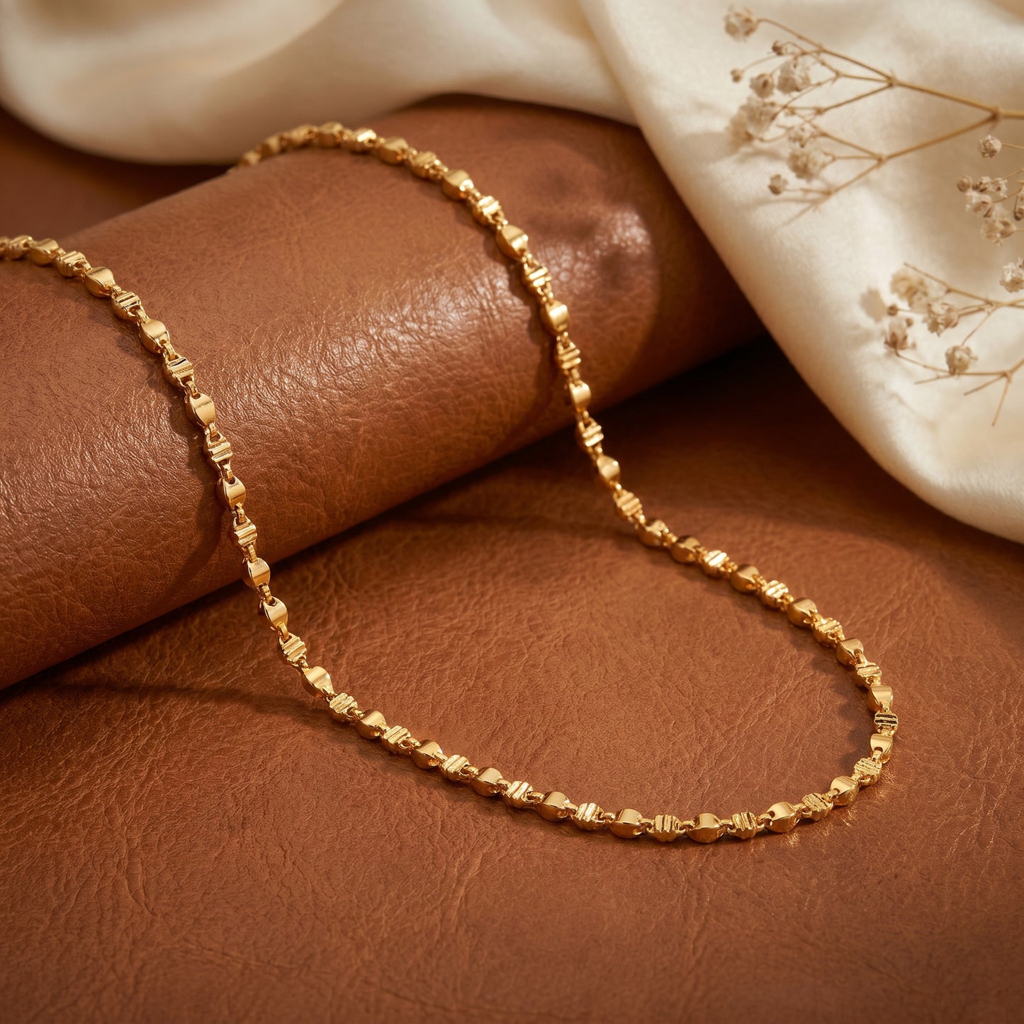18Kt Yellow Gold Nugget Link Chain for Men