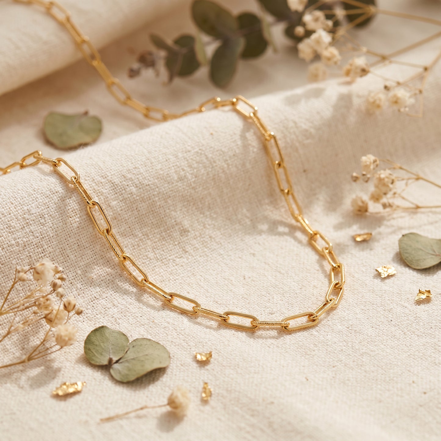 18KT Yellow Gold Paperclip Link Chain for Men