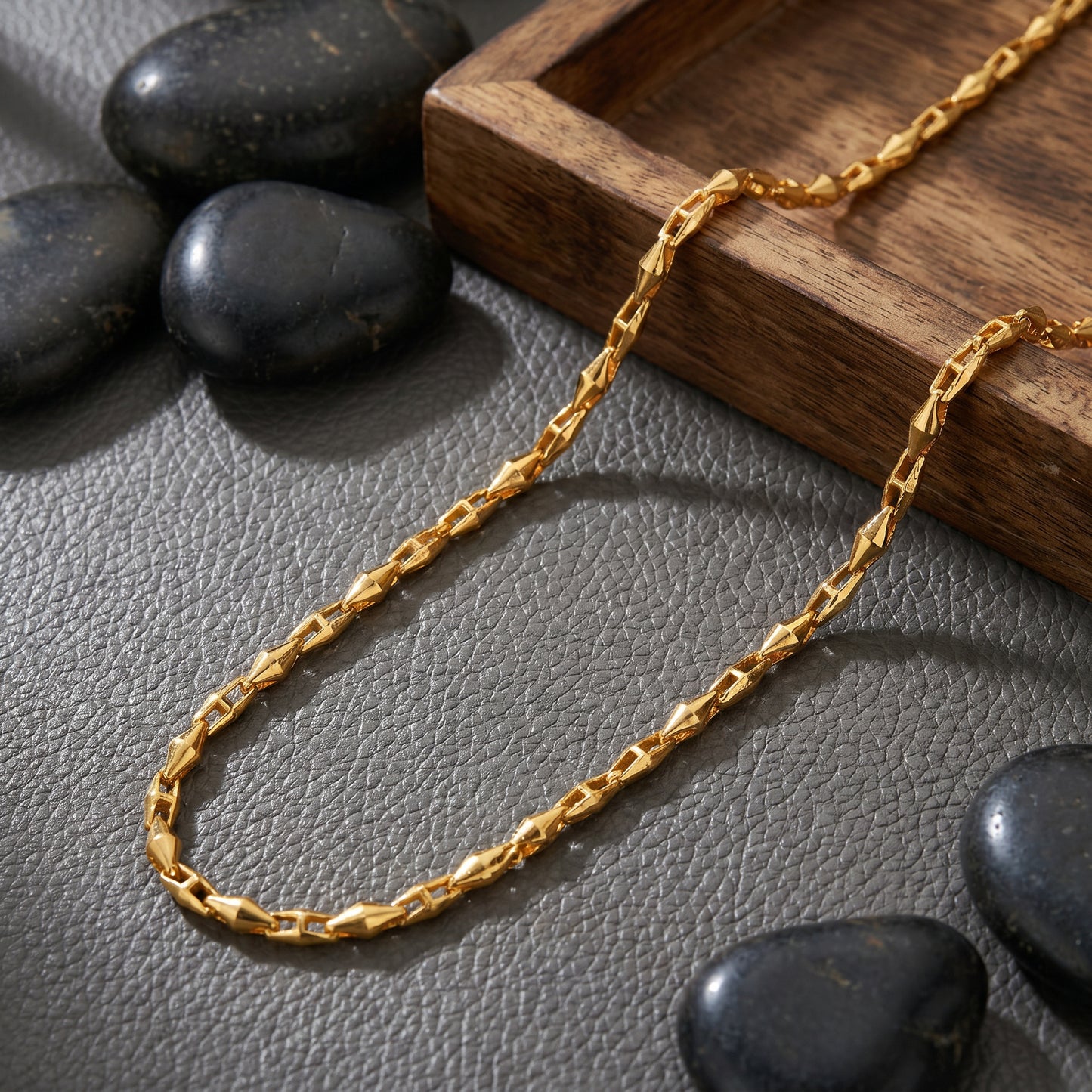 18KT Yellow Gold Cut Link Diamond Chain for Men