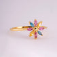 Petal Bloom Multi Stone 18kt Gold Ring for Party Wear
