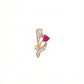 18Kt Yellow Gold Ruby Heart Flower Pendant for Women