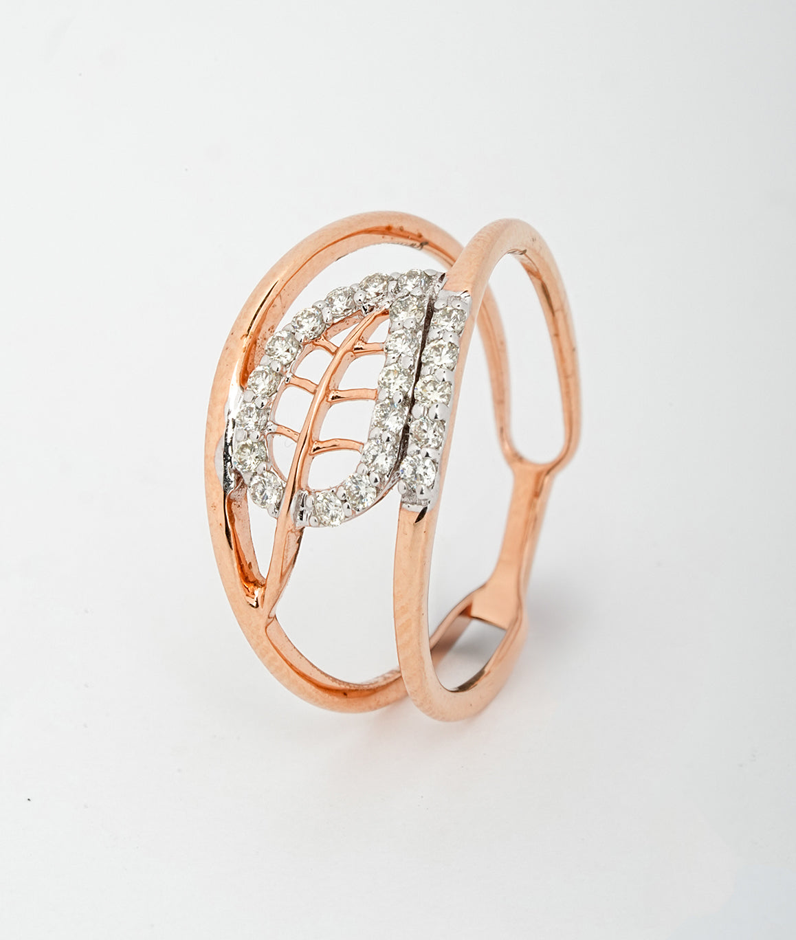 Dual Band Rose Gold Plated 18kt Diamond Ring