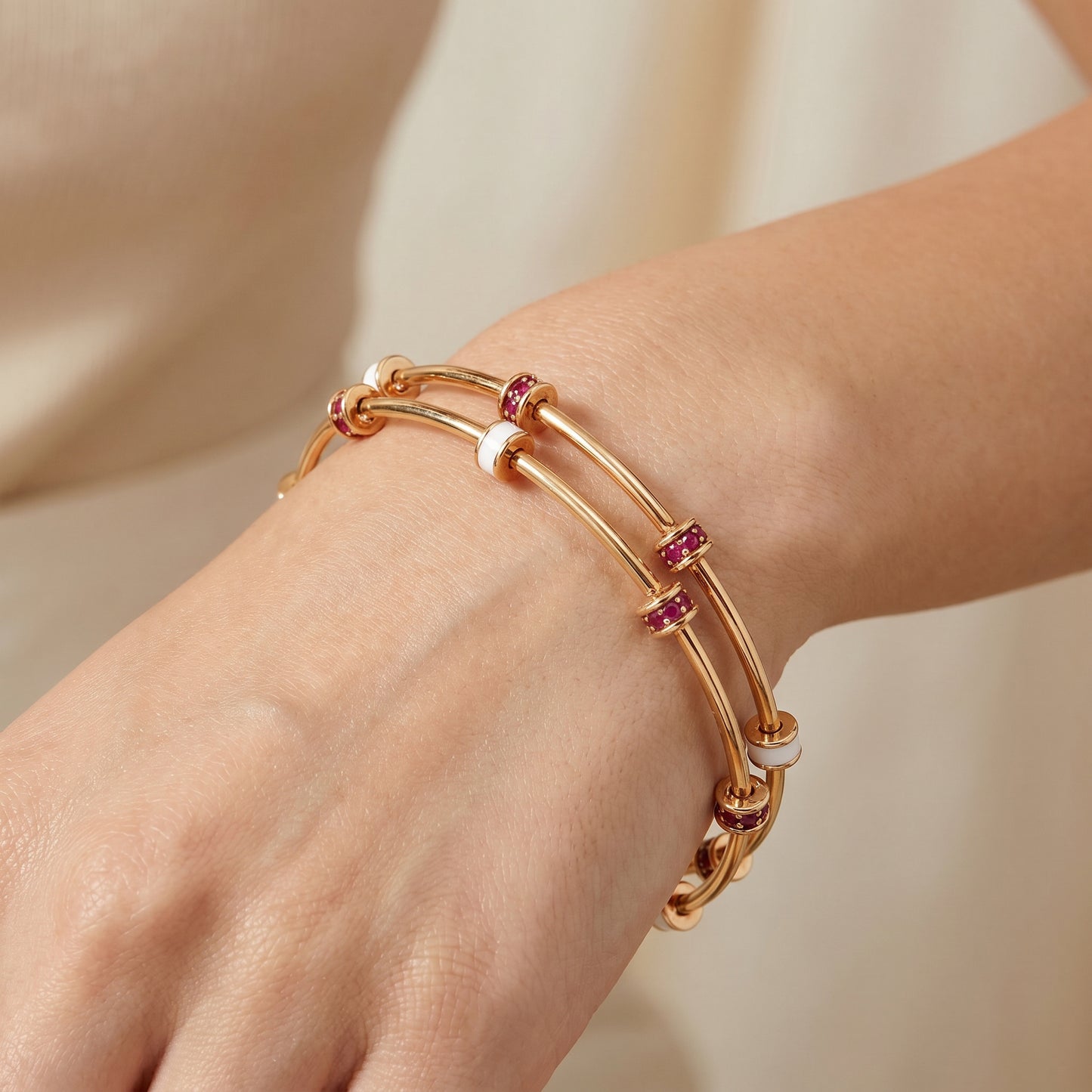18Kt Gold Enamel Daily Wear Bangle Set for Women