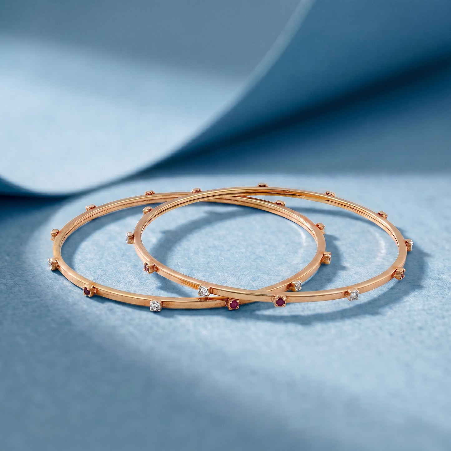 18Kt Gold Slim Daily Wear Bangle Set For Women