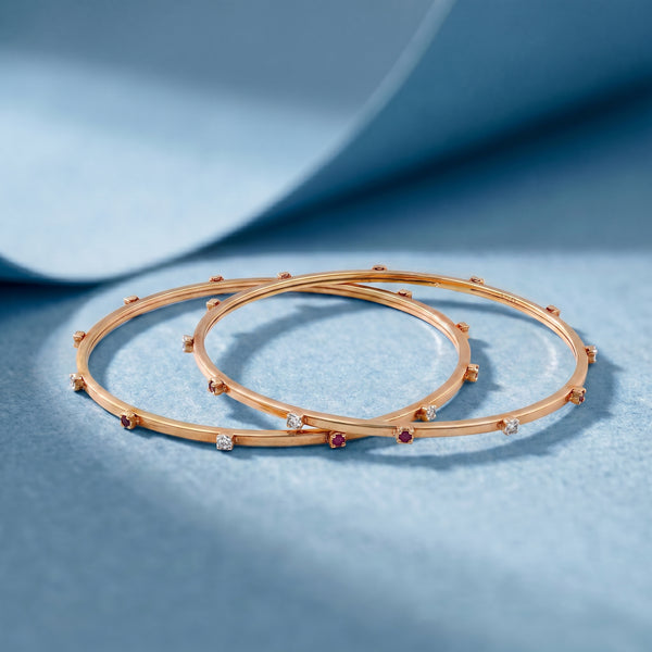 18Kt Gold Slim Daily Wear Bangle Set For Women