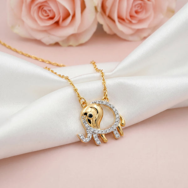 18kt Gold Diamond Elephant Pendant Chain for Kids