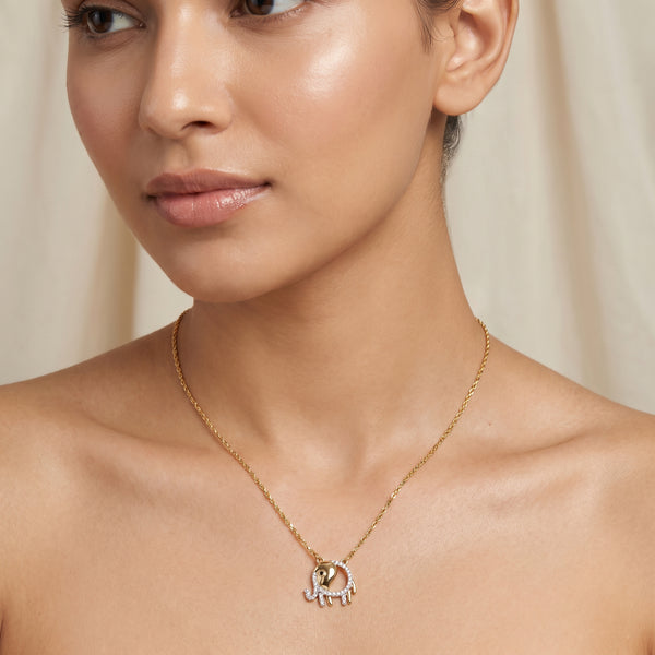18kt Gold Diamond Elephant Pendant Chain for Kids