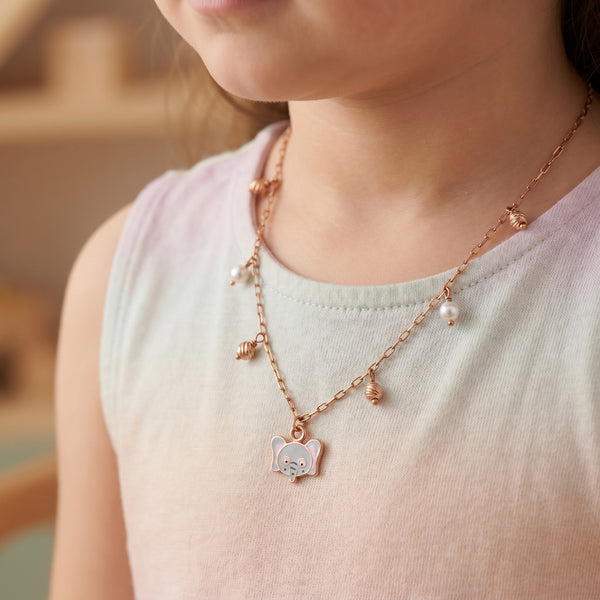 18Kt Gold Elephant Enamel Charm Necklace for Kids