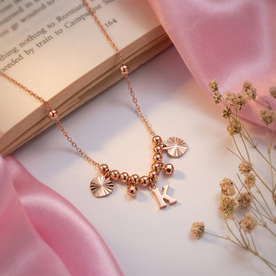 18kt Rose Gold K Initial Letter Charm Necklace for Kids  