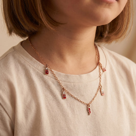 18Kt Gold Enamel Charm Necklace for Kids