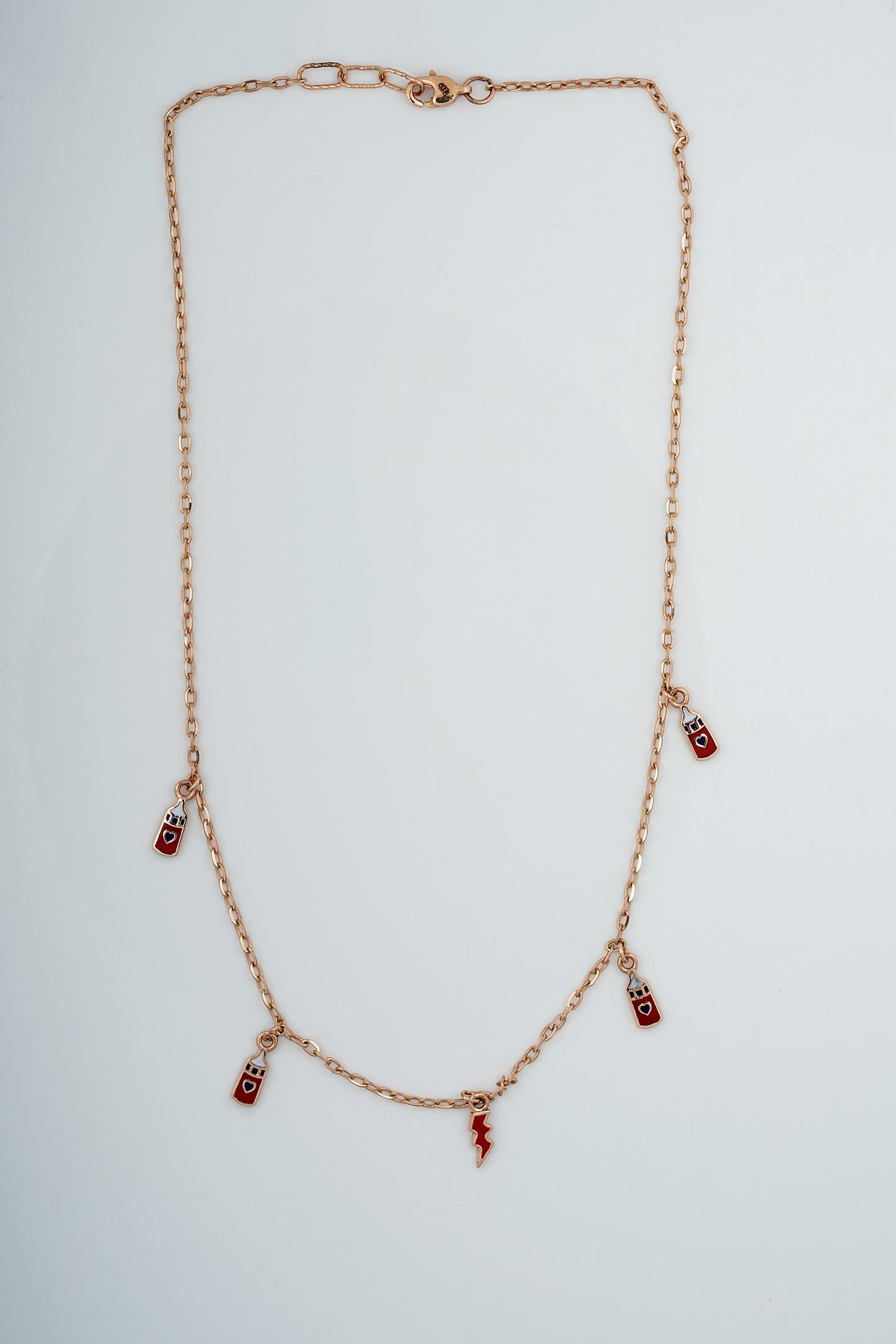 18Kt Gold Enamel Charm Necklace for Kids