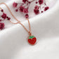 18kt Rose Gold Strawberry Enamel Charm Pendant Necklace for Kids