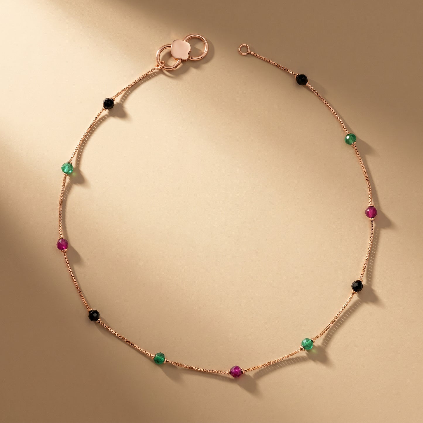 18kt Gold Multi-Gemstone arty Wear Anklet