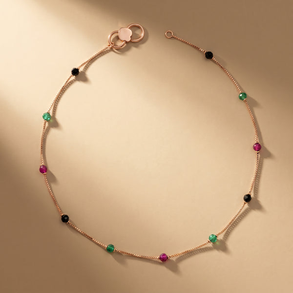 18kt Gold Multi-Gemstone arty Wear Anklet