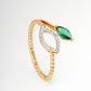 Emerald Dual Leaf 18kt Diamond Ring  for Women