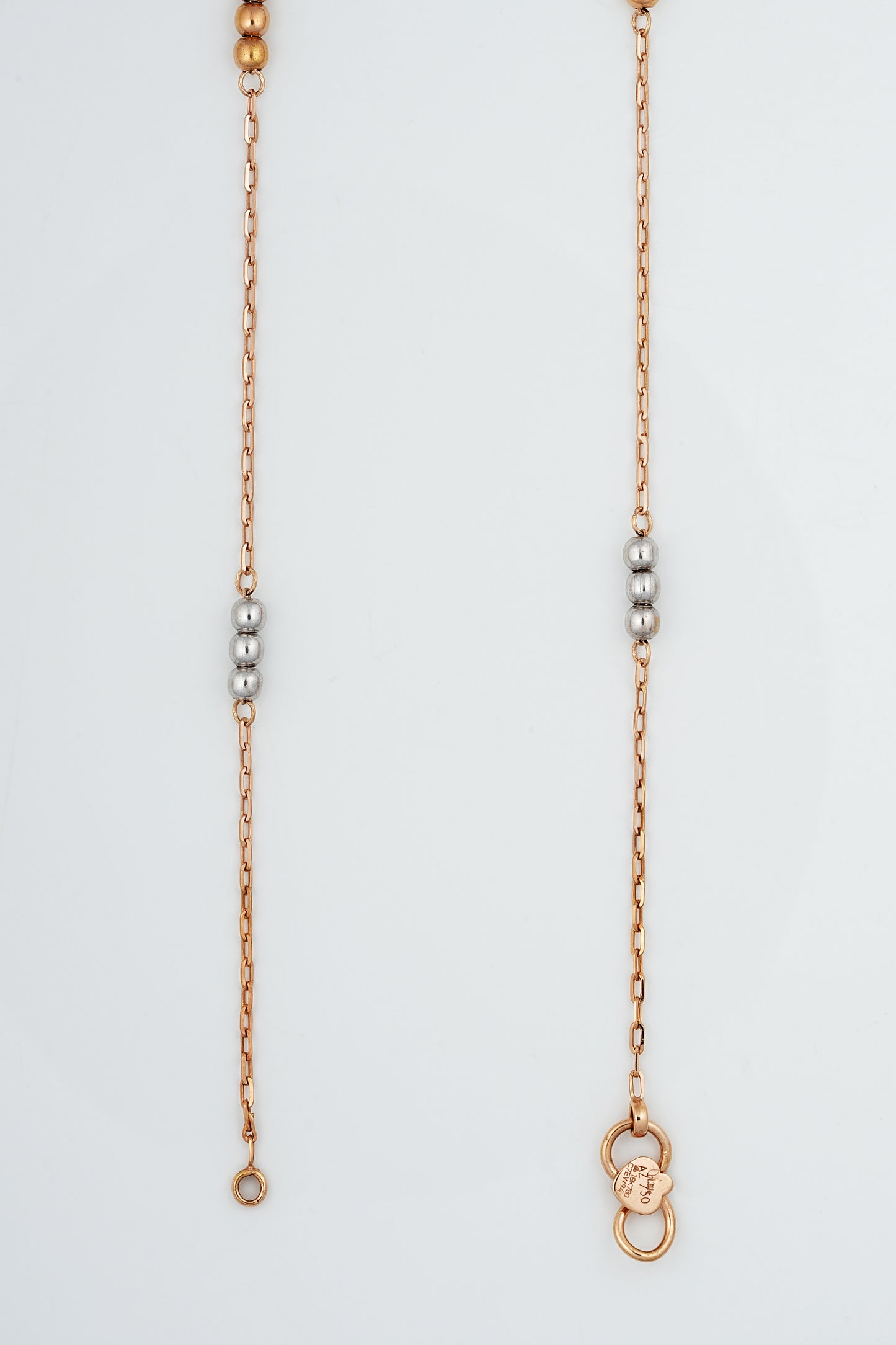 18kt Rose Gold Two-Tone Triple Bead Station Anklet