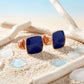 18kt Rose Gold Blue Enamel Cushion Cufflinks for Men  