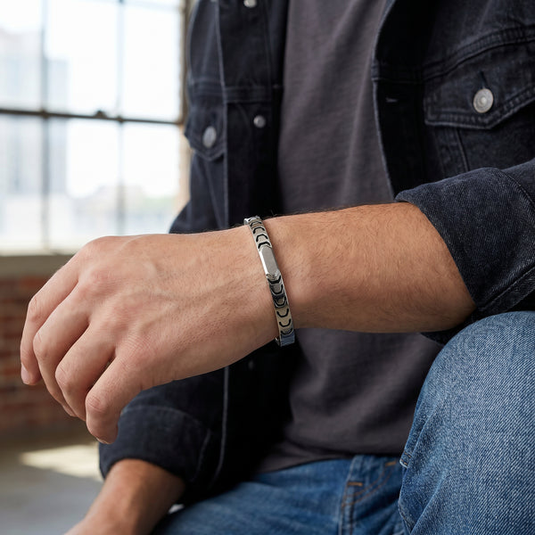 Men's Platinum Arrow Link Bracelet