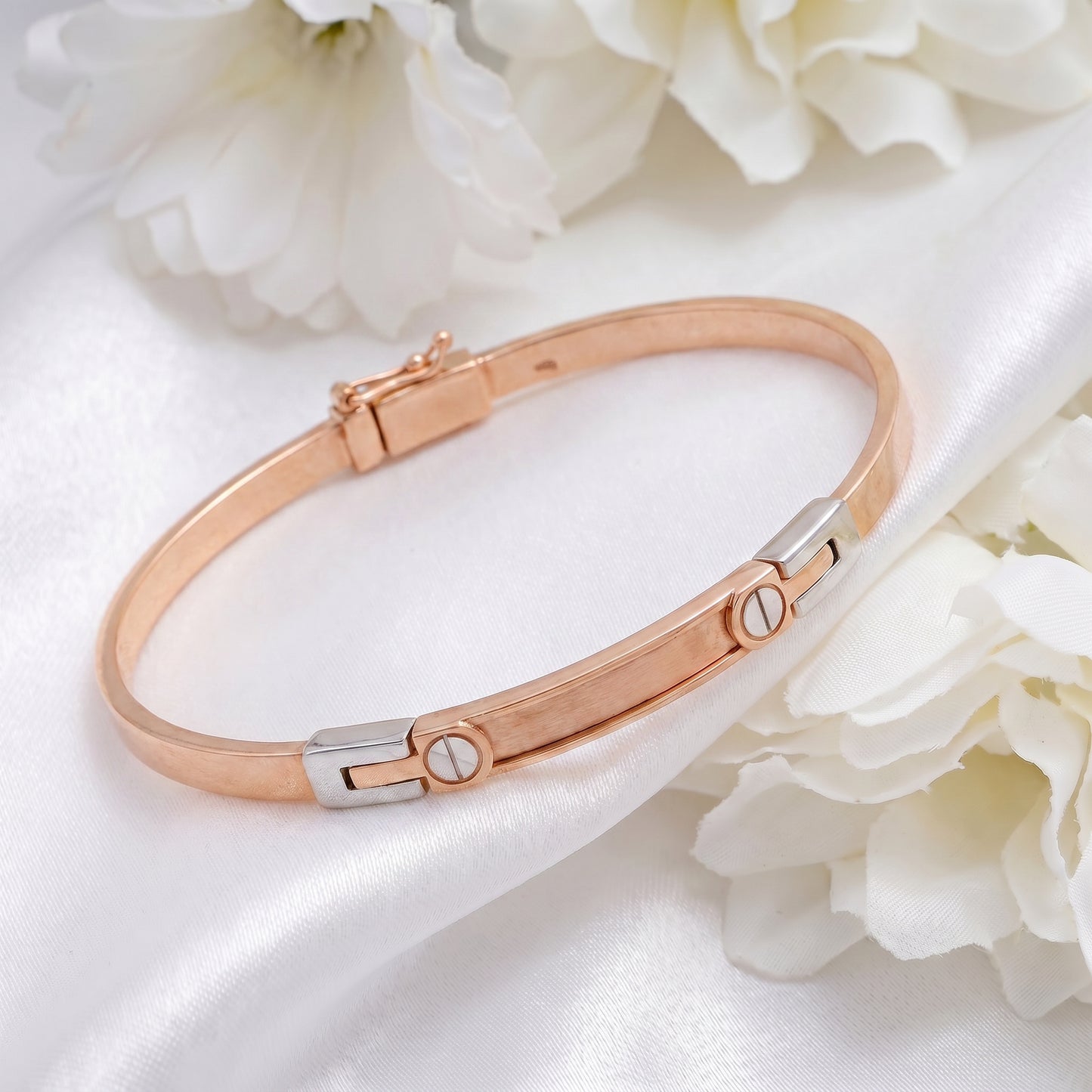 18kt Rose Gold Screw Detail Unisex Kada
