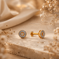 18KT Yellow Gold Round Halo Diamond Stud Earrings