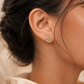 18KT Yellow Gold Round Halo Diamond Stud Earrings