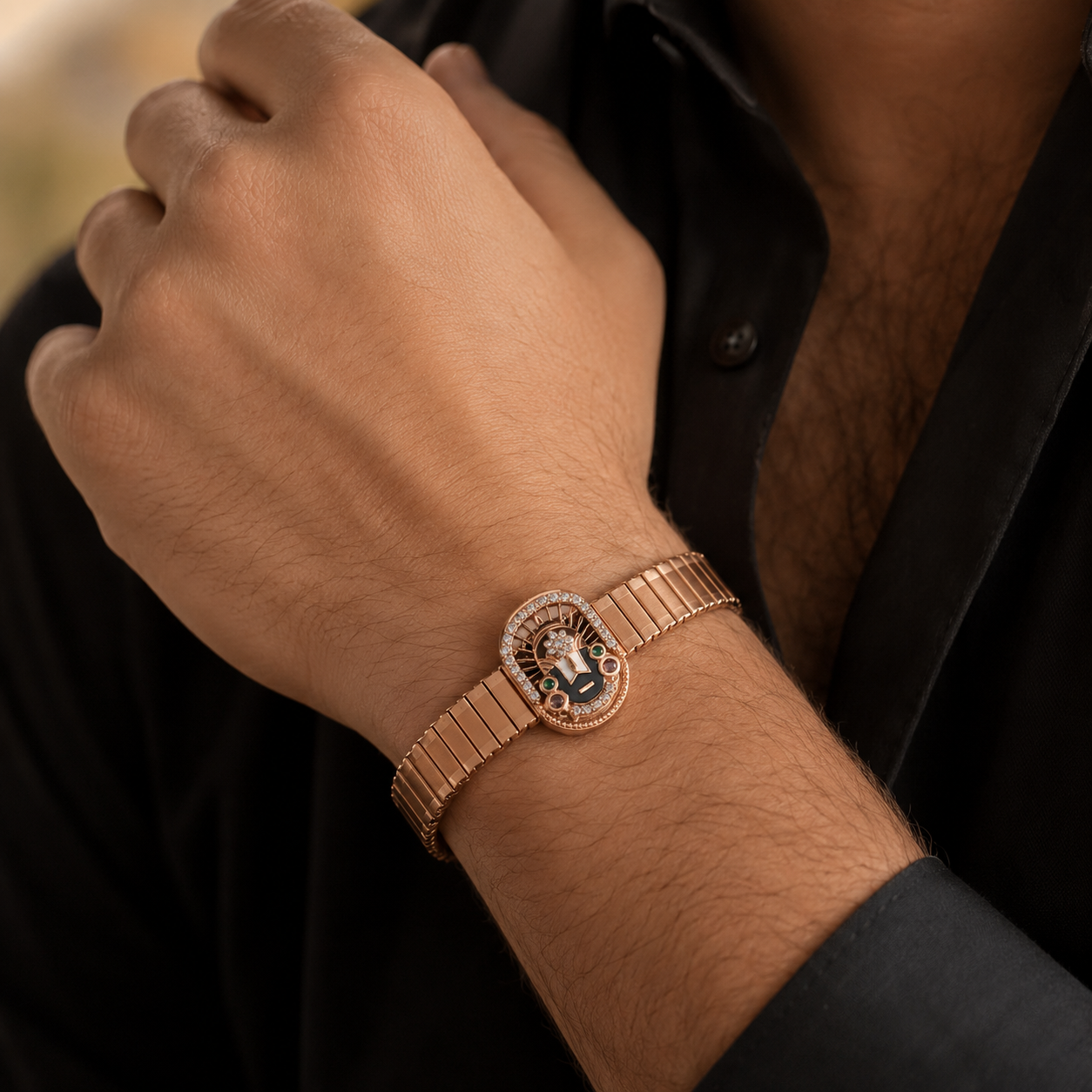 18KT Rose Gold Venkateswara Men's Bracelet