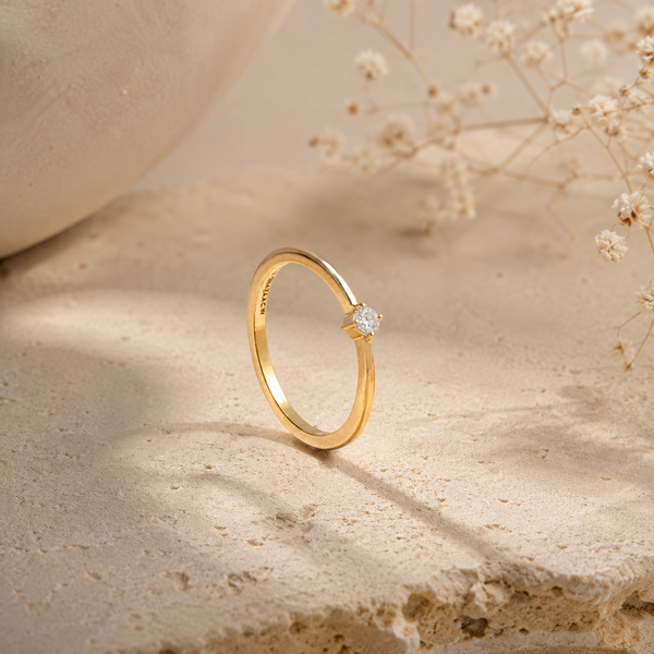 18KT Gold Solitaire Diamond Ring for Women