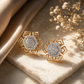 18KT Rose Gold Diamond Hexagon Stud Earrings Women