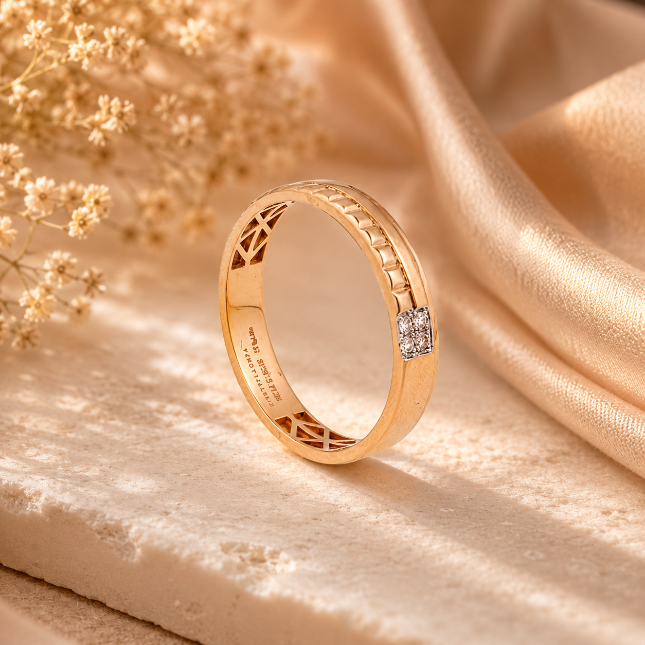 18KT Yellow Gold Diamond Band Ring For Men