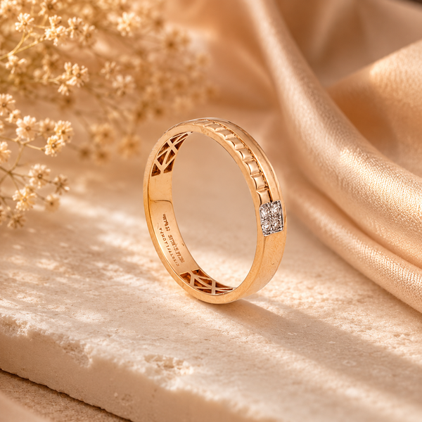 18KT Yellow Gold Diamond Band Ring For Men
