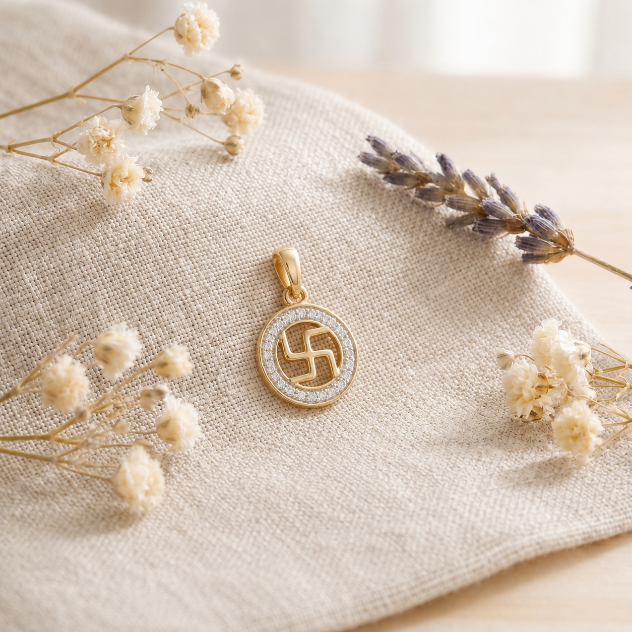 18KT Yellow Gold Diamond Swastika Pendant