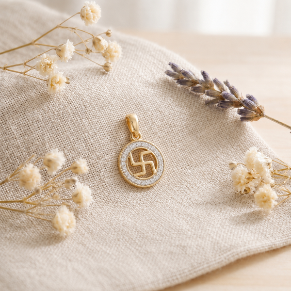 18KT Yellow Gold Diamond Swastika Pendant