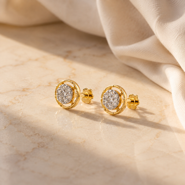 18Kt Gold Diamond Cluster Stud Earrings