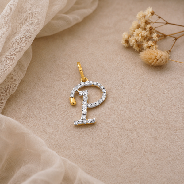 18KT Gold Diamond Initial 