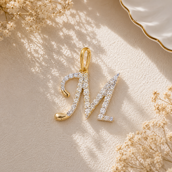 18KT Gold Diamond Initial 