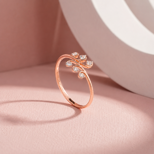 18KT Rose Gold Diamond Vine Ring for Women
