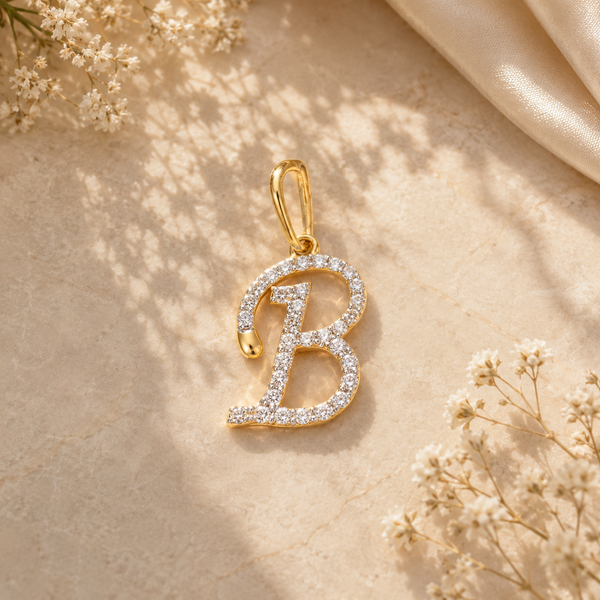 18KT Gold Diamond Initial 