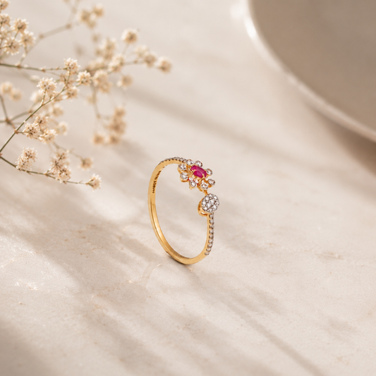 18KT Gold Diamond Cluster Ring For Women