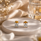 18KT Gold Four Diamond Clover Stud Earrings Women