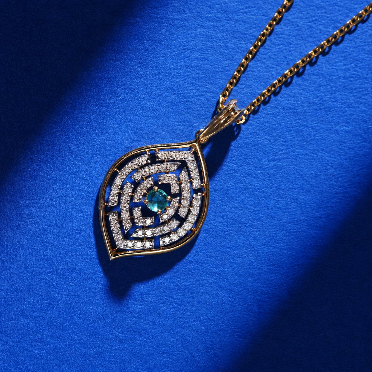 Labyrinth 18kt Yellow Gold Party Wear Diamond Pendant for Women