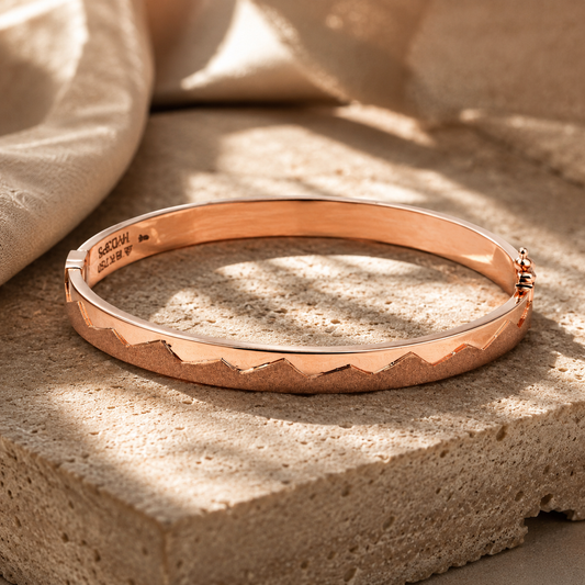 18Kt Rose Gold Chevron Bangle Bracelet for Men