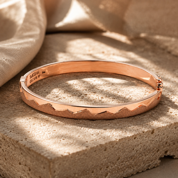 18Kt Rose Gold Chevron Bangle Bracelet for Men