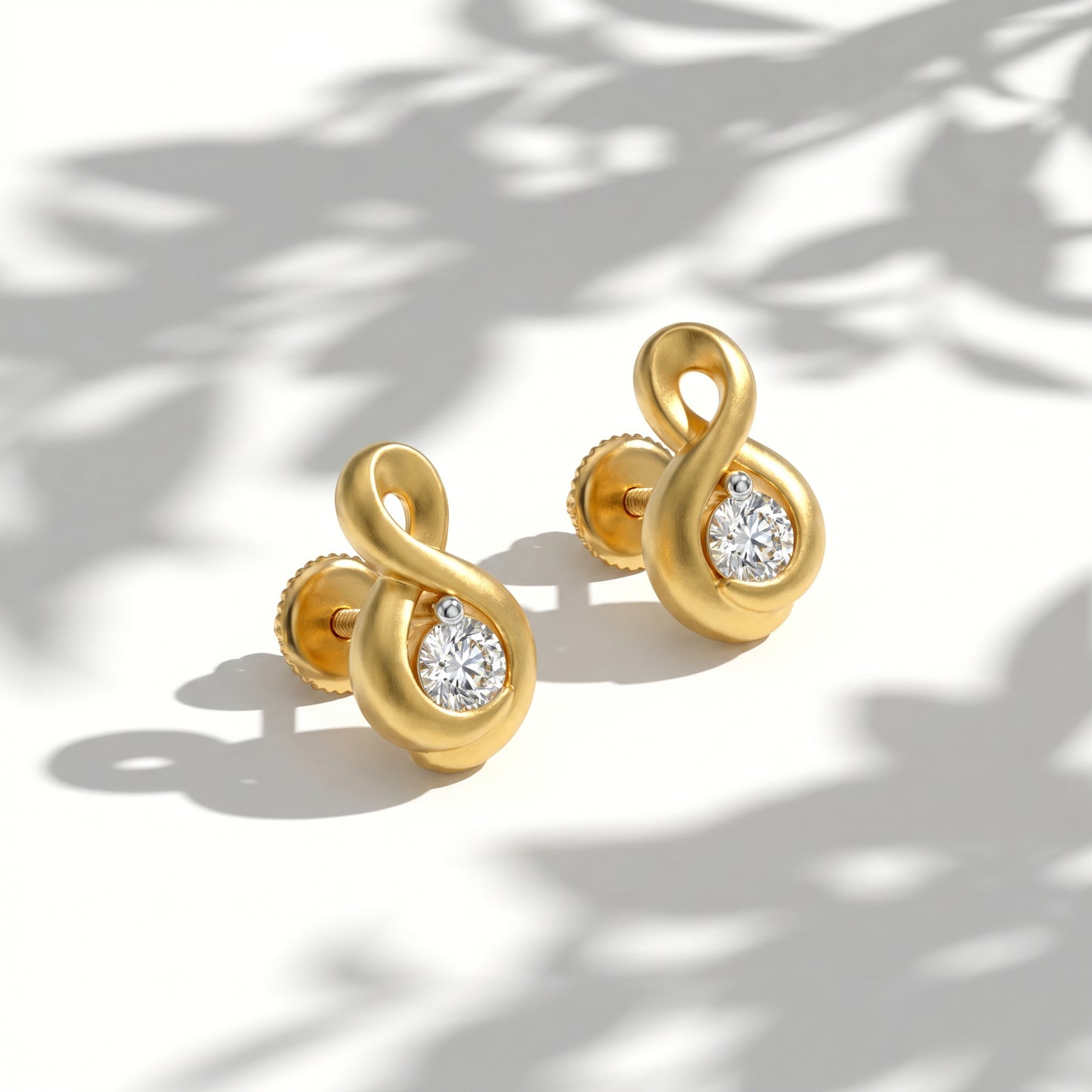 Sursur Music Note Diamond 18kt Yellow Gold Earrings