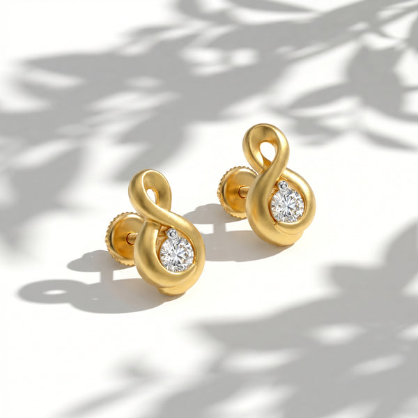 Sursur Music Note Diamond 18kt Yellow Gold Earrings