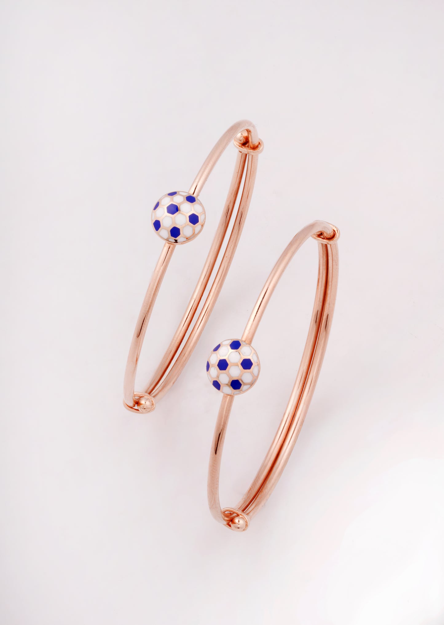 Goal! Kids Football Enamel 18kt Gold Pair Bangle