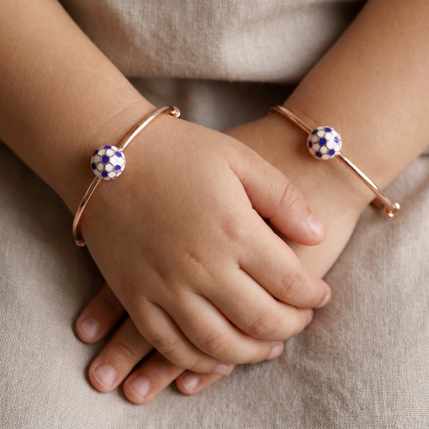 Goal! Kids Football Enamel 18kt Gold Pair Bangle