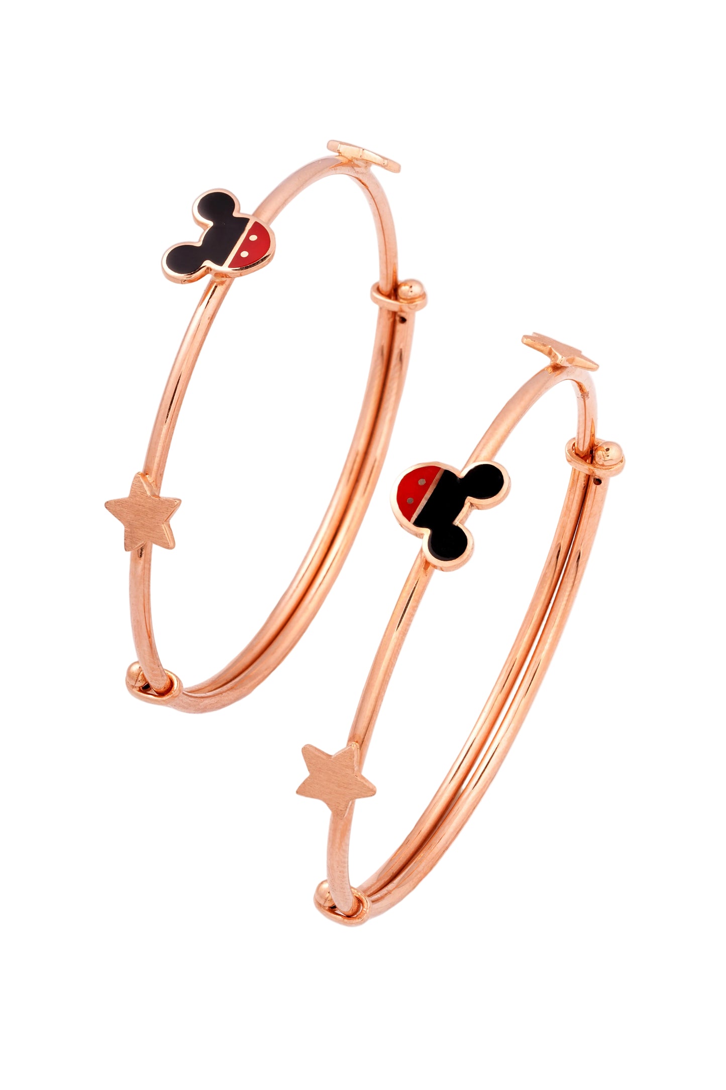 Chutti Kids Mickey & Star 18kt Rose Gold Bangle Pair