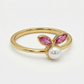 Bunny Pearl Pink Petal 18kt Gold Ring For Women