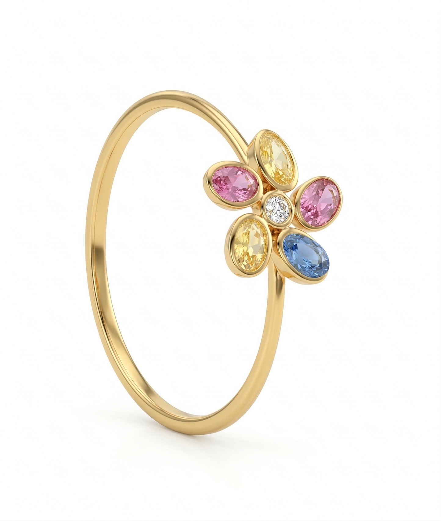 Multi Stone 18kt Party Wear Gold Ring for Women