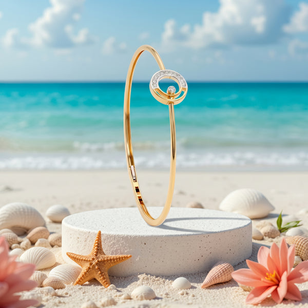 Minimal Diamond Bangle in 18kt Yellow Gold For Women  
